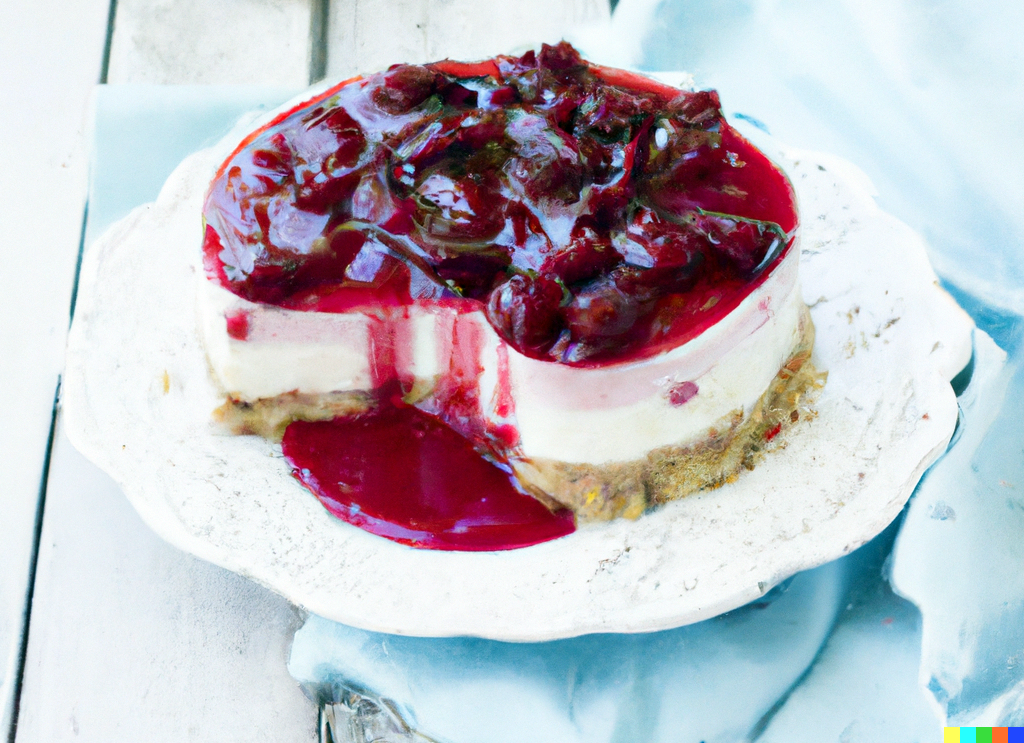 Ai Generated image of Cherry Cheesecake.